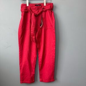 Stitch Star Red Utility Belted Paperbag Cropped Pants. NWT Size 8